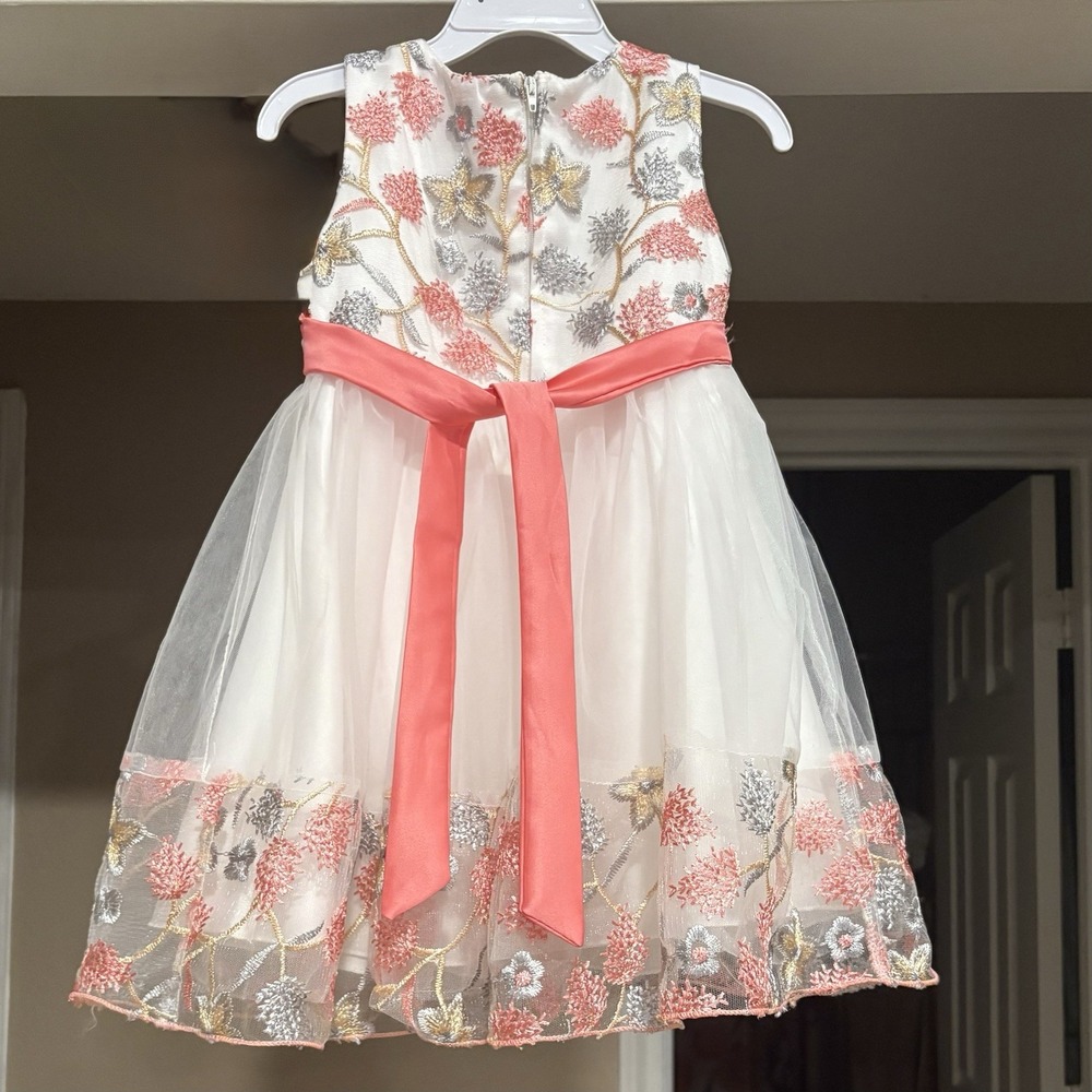 24m/2T Toddler Easter Flower Girl Lace Dress Wedding Formal Dresses Pink/peach - Picture 3 of 11